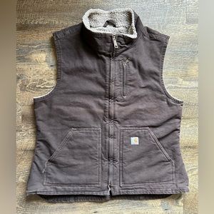 Carhartt Dark Brown Sherpa Duck Vest Woman’s  Large